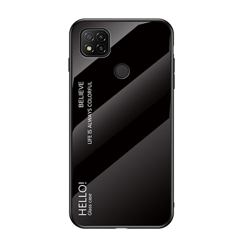 Silicone Frame Mirror Rainbow Gradient Case Cover LS1 for Xiaomi POCO C3 Black