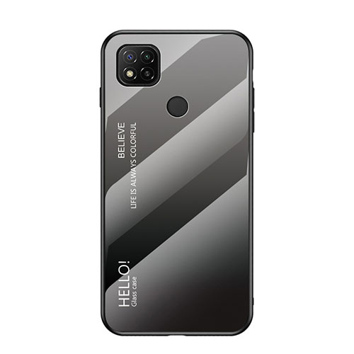 Silicone Frame Mirror Rainbow Gradient Case Cover LS1 for Xiaomi POCO C3 Dark Gray
