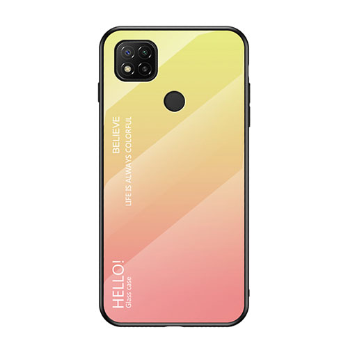 Silicone Frame Mirror Rainbow Gradient Case Cover LS1 for Xiaomi POCO C3 Yellow