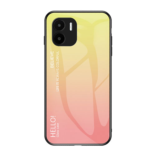 Silicone Frame Mirror Rainbow Gradient Case Cover LS1 for Xiaomi Poco C50 Yellow