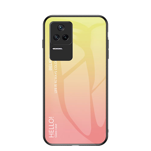 Silicone Frame Mirror Rainbow Gradient Case Cover LS1 for Xiaomi Poco F4 5G Yellow