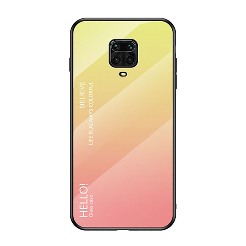 Silicone Frame Mirror Rainbow Gradient Case Cover LS1 for Xiaomi Poco M2 Pro Yellow