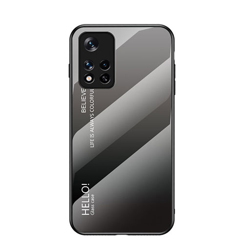 Silicone Frame Mirror Rainbow Gradient Case Cover LS1 for Xiaomi Poco M4 Pro 5G Dark Gray