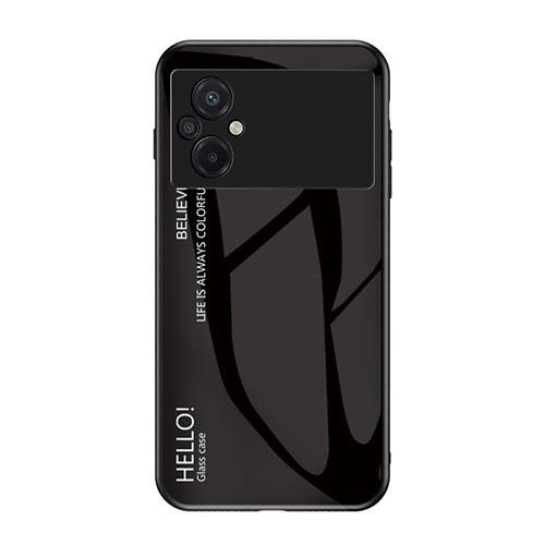 Silicone Frame Mirror Rainbow Gradient Case Cover LS1 for Xiaomi Poco M5 4G Black