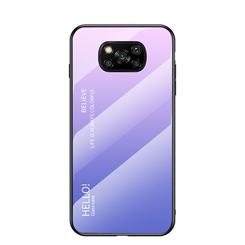 Silicone Frame Mirror Rainbow Gradient Case Cover LS1 for Xiaomi Poco X3 Pro Clove Purple