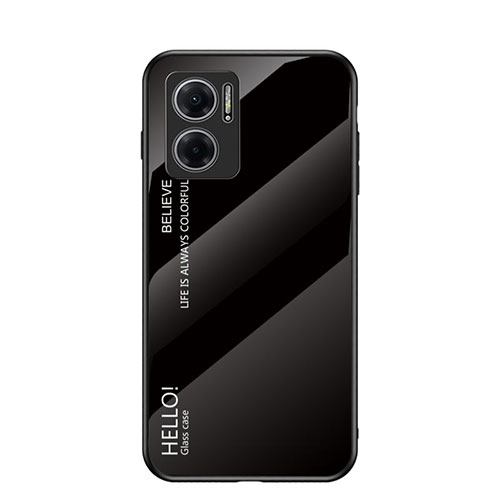 Silicone Frame Mirror Rainbow Gradient Case Cover LS1 for Xiaomi Redmi 10 5G Black
