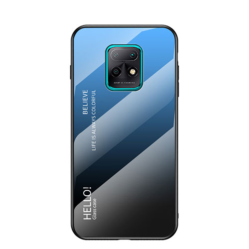 Silicone Frame Mirror Rainbow Gradient Case Cover LS1 for Xiaomi Redmi 10X Pro 5G Blue
