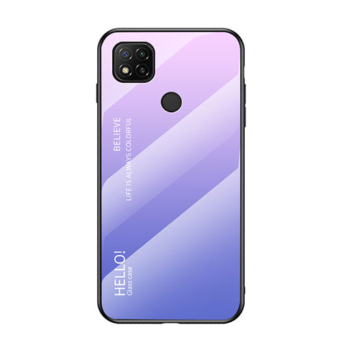 Silicone Frame Mirror Rainbow Gradient Case Cover LS1 for Xiaomi Redmi 9 India Clove Purple