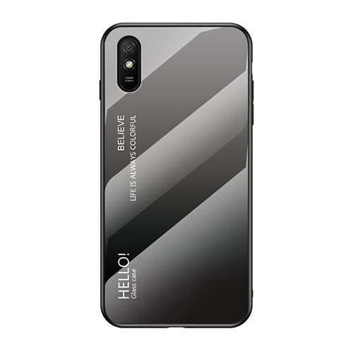 Silicone Frame Mirror Rainbow Gradient Case Cover LS1 for Xiaomi Redmi 9A Dark Gray