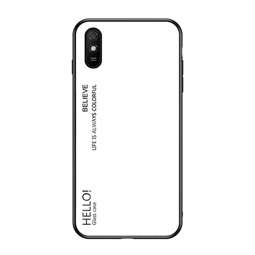 Silicone Frame Mirror Rainbow Gradient Case Cover LS1 for Xiaomi Redmi 9A White