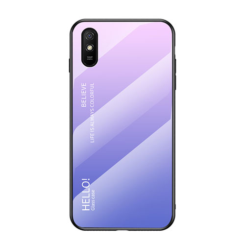 Silicone Frame Mirror Rainbow Gradient Case Cover LS1 for Xiaomi Redmi 9i Clove Purple