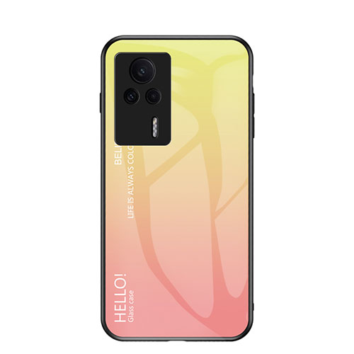 Silicone Frame Mirror Rainbow Gradient Case Cover LS1 for Xiaomi Redmi K60E 5G Yellow