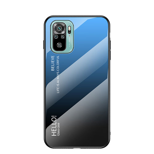 Silicone Frame Mirror Rainbow Gradient Case Cover LS1 for Xiaomi Redmi Note 10 4G Blue