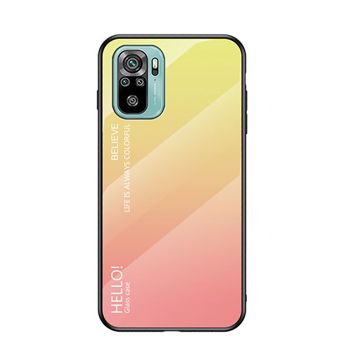 Silicone Frame Mirror Rainbow Gradient Case Cover LS1 for Xiaomi Redmi Note 10 4G Yellow