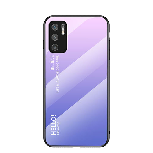 Silicone Frame Mirror Rainbow Gradient Case Cover LS1 for Xiaomi Redmi Note 10 5G Clove Purple