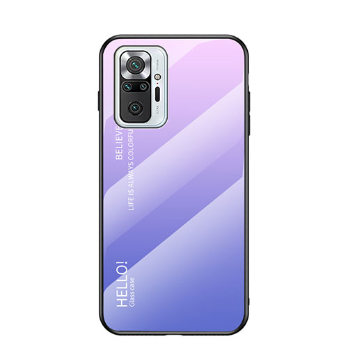 Silicone Frame Mirror Rainbow Gradient Case Cover LS1 for Xiaomi Redmi Note 10 Pro Max Clove Purple