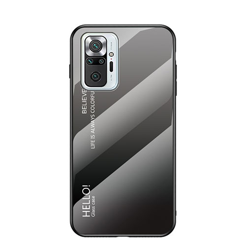 Silicone Frame Mirror Rainbow Gradient Case Cover LS1 for Xiaomi Redmi Note 10 Pro Max Dark Gray