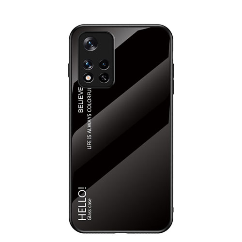 Silicone Frame Mirror Rainbow Gradient Case Cover LS1 for Xiaomi Redmi Note 11T 5G Black