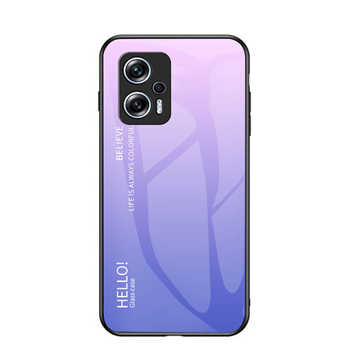 Silicone Frame Mirror Rainbow Gradient Case Cover LS1 for Xiaomi Redmi Note 12T Pro 5G Clove Purple