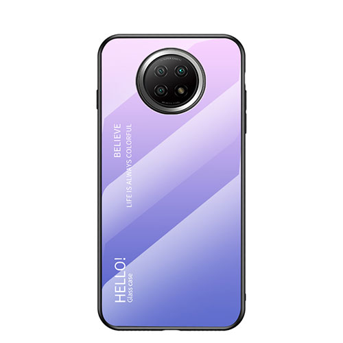 Silicone Frame Mirror Rainbow Gradient Case Cover LS1 for Xiaomi Redmi Note 9T 5G Clove Purple