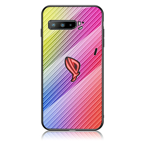 Silicone Frame Mirror Rainbow Gradient Case Cover LS2 for Asus ROG Phone 3 Strix ZS661KS Pink