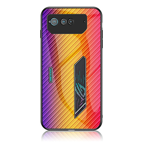 Silicone Frame Mirror Rainbow Gradient Case Cover LS2 for Asus ROG Phone 6 Orange