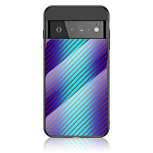 Silicone Frame Mirror Rainbow Gradient Case Cover LS2 for Google Pixel 6 Pro 5G Blue