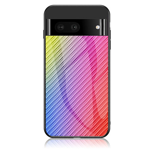 Silicone Frame Mirror Rainbow Gradient Case Cover LS2 for Google Pixel 7 5G Pink