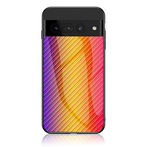 Silicone Frame Mirror Rainbow Gradient Case Cover LS2 for Google Pixel 7 Pro 5G Orange