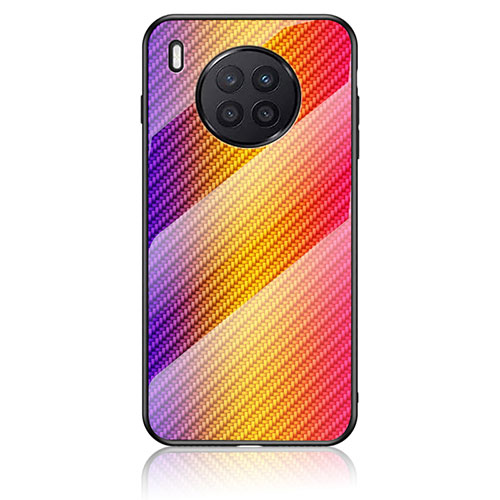 Silicone Frame Mirror Rainbow Gradient Case Cover LS2 for Huawei Honor 50 Lite Orange