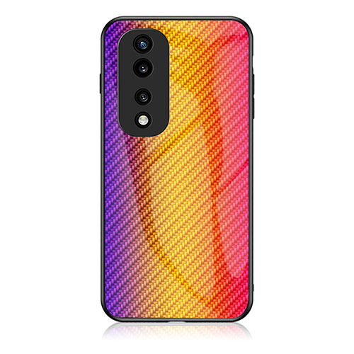 Silicone Frame Mirror Rainbow Gradient Case Cover LS2 for Huawei Honor 70 Pro+ Plus 5G Orange