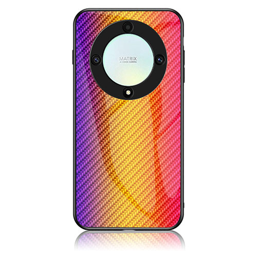 Silicone Frame Mirror Rainbow Gradient Case Cover LS2 for Huawei Honor X9a 5G Orange