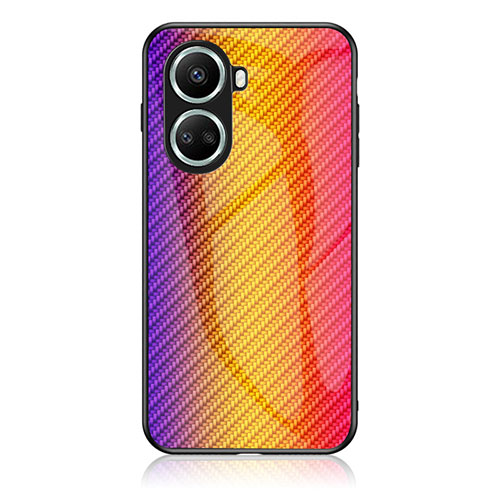 Silicone Frame Mirror Rainbow Gradient Case Cover LS2 for Huawei Nova 10 SE Orange