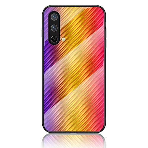 Silicone Frame Mirror Rainbow Gradient Case Cover LS2 for OnePlus Nord CE 5G Orange