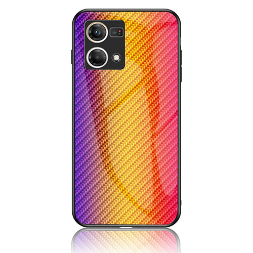 Silicone Frame Mirror Rainbow Gradient Case Cover LS2 for Oppo F21 Pro 4G Orange