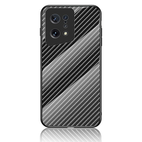 Silicone Frame Mirror Rainbow Gradient Case Cover LS2 for Oppo Find X5 5G Black