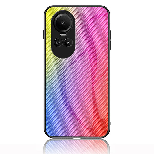 Silicone Frame Mirror Rainbow Gradient Case Cover LS2 for Oppo Reno10 Pro 5G Pink