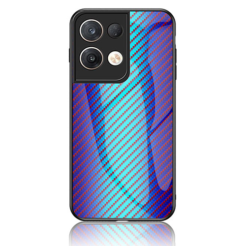 Silicone Frame Mirror Rainbow Gradient Case Cover LS2 for Oppo Reno8 Pro 5G Blue