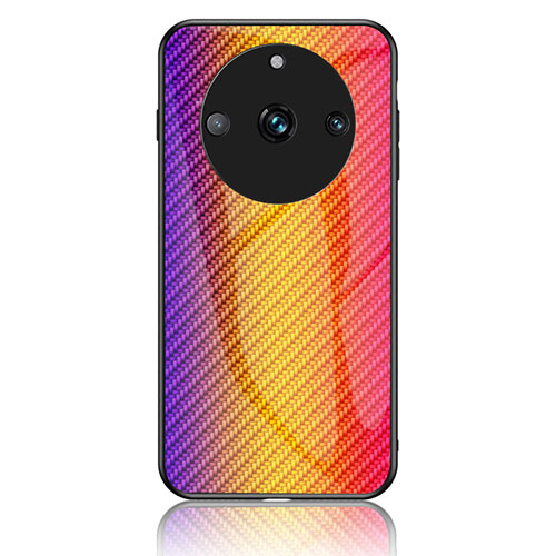 Silicone Frame Mirror Rainbow Gradient Case Cover LS2 for Realme 11 Pro+ Plus 5G Orange