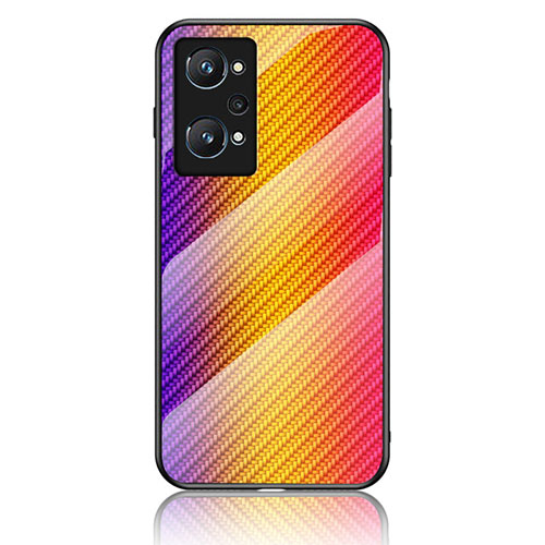 Silicone Frame Mirror Rainbow Gradient Case Cover LS2 for Realme GT Neo 3T 5G Orange