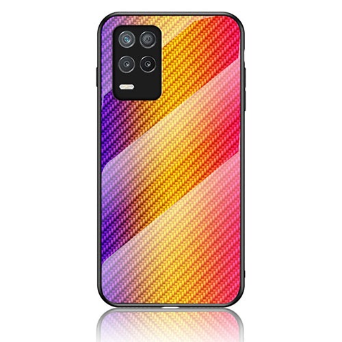 Silicone Frame Mirror Rainbow Gradient Case Cover LS2 for Realme Q3 5G Orange