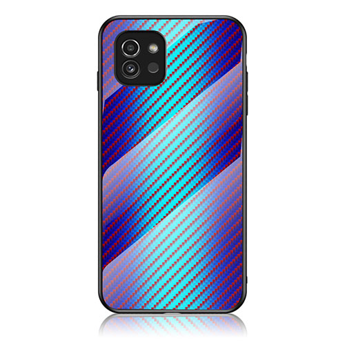 Silicone Frame Mirror Rainbow Gradient Case Cover LS2 for Samsung Galaxy A03 Blue