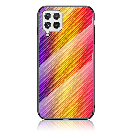 Silicone Frame Mirror Rainbow Gradient Case Cover LS2 for Samsung Galaxy A22 4G Orange