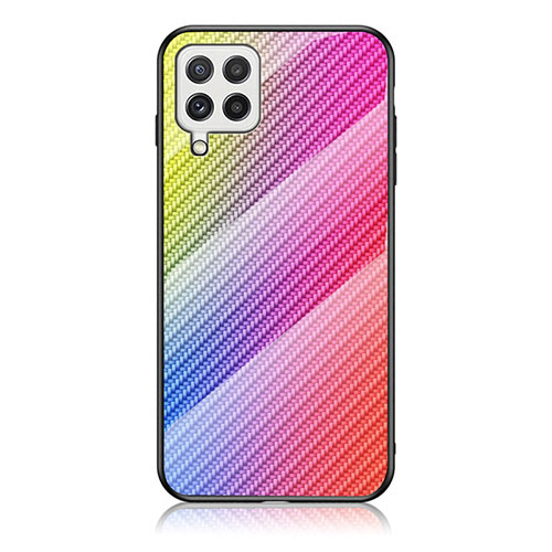 Silicone Frame Mirror Rainbow Gradient Case Cover LS2 for Samsung Galaxy A22 4G Pink