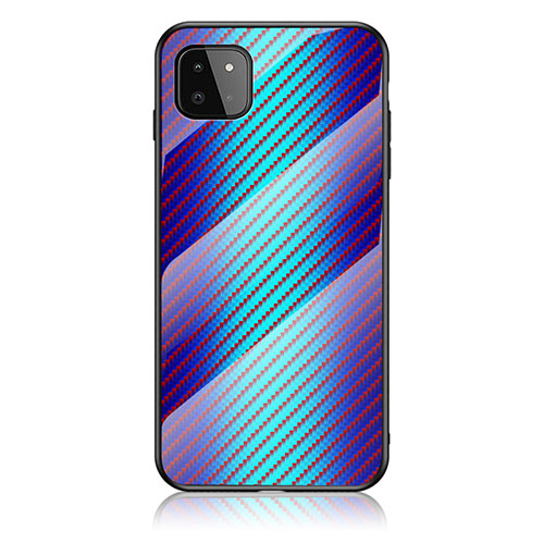 Silicone Frame Mirror Rainbow Gradient Case Cover LS2 for Samsung Galaxy A22s 5G Blue