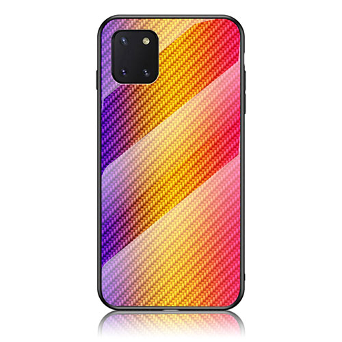 Silicone Frame Mirror Rainbow Gradient Case Cover LS2 for Samsung Galaxy A81 Orange