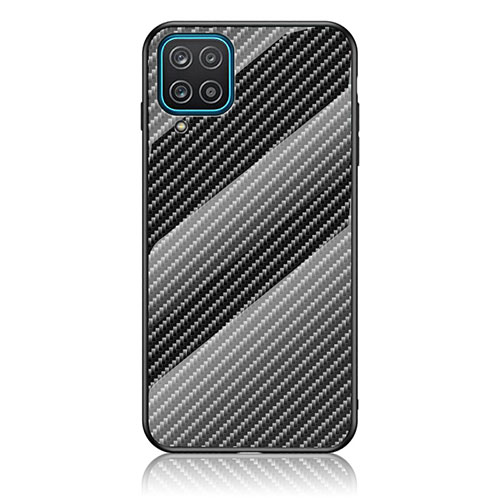 Silicone Frame Mirror Rainbow Gradient Case Cover LS2 for Samsung Galaxy F12 Black