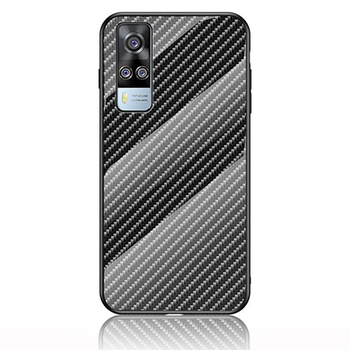 Silicone Frame Mirror Rainbow Gradient Case Cover LS2 for Vivo Y31 (2021) Black