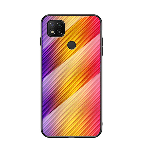 Silicone Frame Mirror Rainbow Gradient Case Cover LS2 for Xiaomi POCO C3 Orange