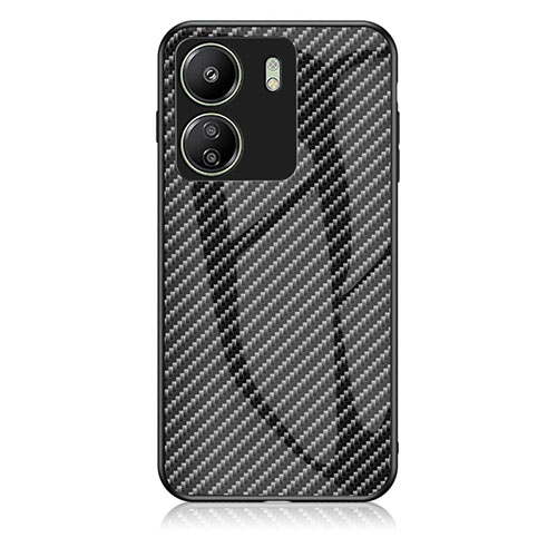 Silicone Frame Mirror Rainbow Gradient Case Cover LS2 for Xiaomi Poco C65 Black